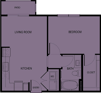 A2-Willow - One Bedroom / One Bath - 600 Sq. Ft.*